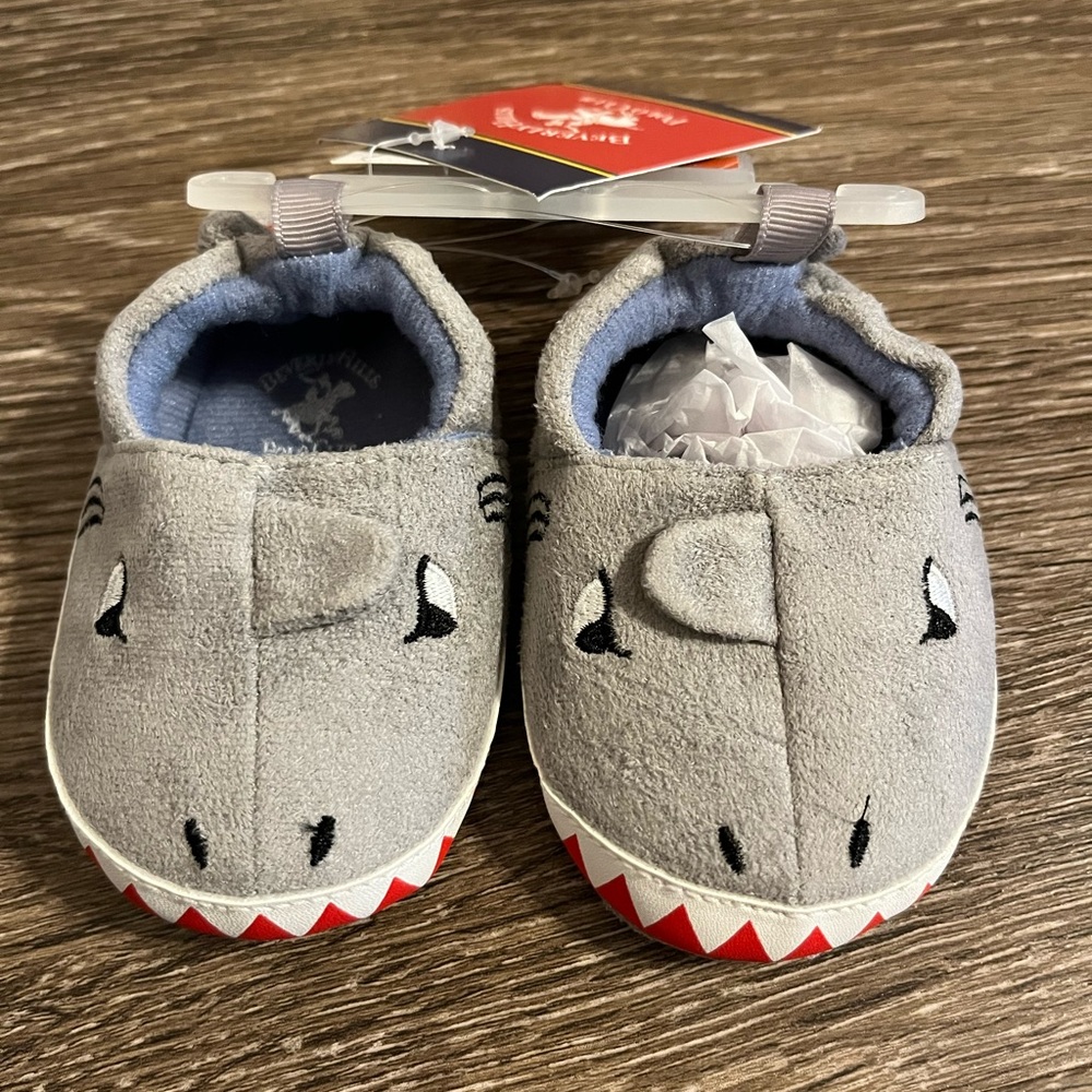 Beverly Hills Polo Club Gray and Red Baby Crib Shoes